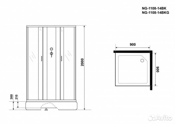 Душевая кабина Niagara Classic NG-1108-14BKG