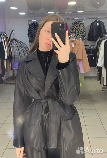 Плащ кожанный s-m