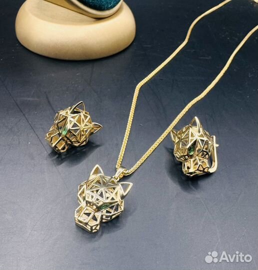 Золотой комплект Cartier пантера 585