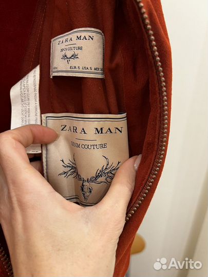 Бомбер zara замшевый