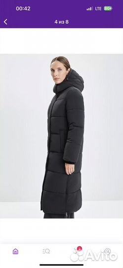 Пуховик женский длинный с капюшоном