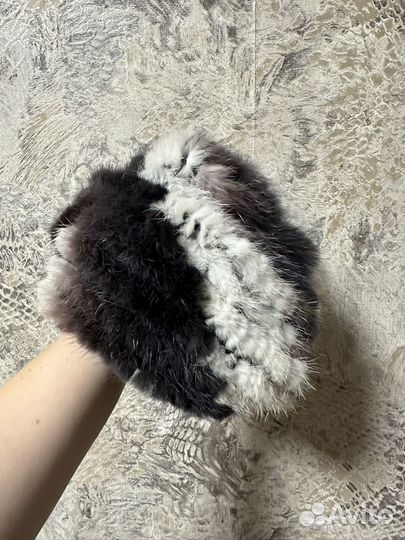 Шапка норковая вязаная