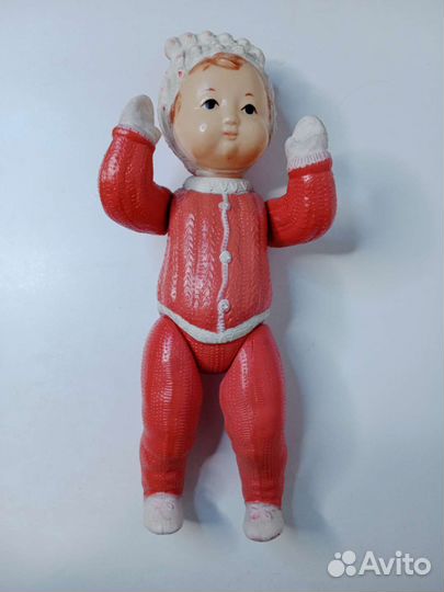 Кукла Девочка в красном костюме Целлулоид 25 см