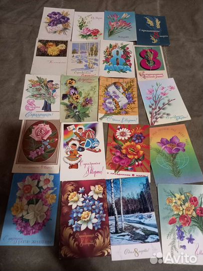 Открытки СССР советские 8 марта цветы