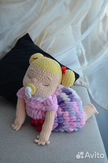 Кукла вязанная пижамница ручная работа