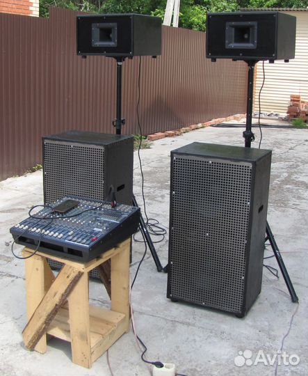 Колонки X-Music 4200W Pro-212 Актив-микшер Штативы