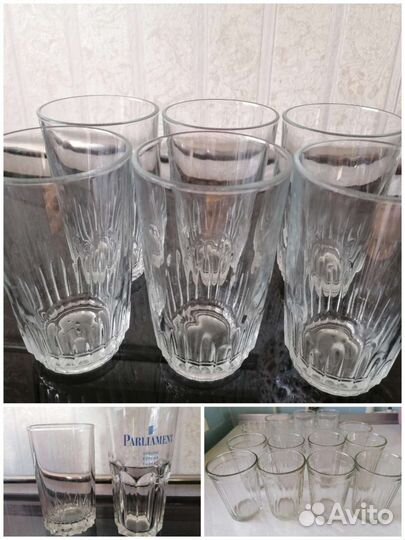 Стаканы граненые и гладкие