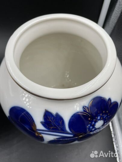 Вазы лфз кобальтовая из СССР «Синие цветы»