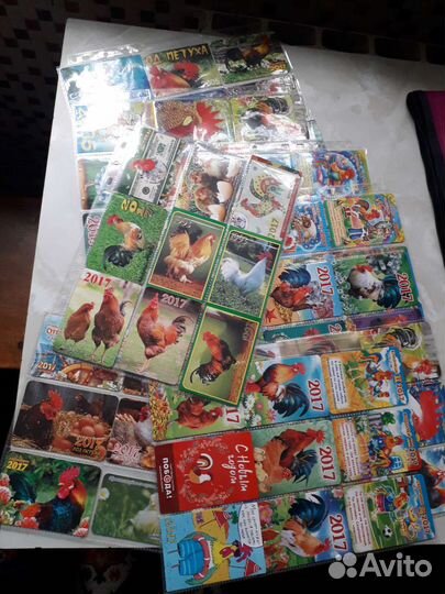 Календарики с петухами, курицами и цыплятами