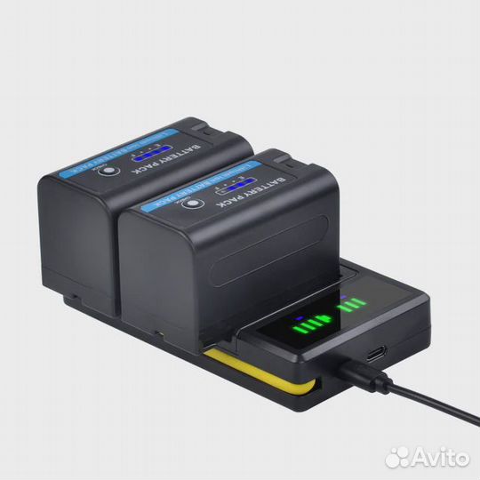 Комплект 2 акб NP-F750 и зарядное Batmax 5200 mAh