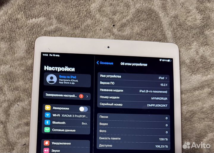 iPad 8 2020 wifi + cellular lte 128 gb gold