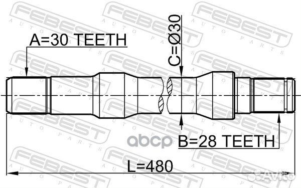 Полуось правая 30x480x28 2212-SOR Febest