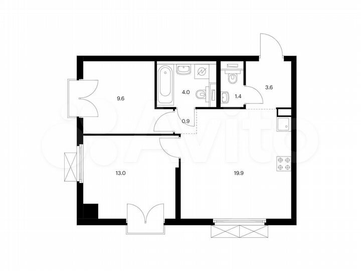 2-к. квартира, 52,4 м², 9/26 эт.
