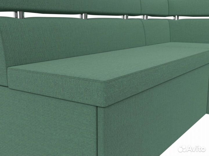 Диван кухонный угловой Классик правый угол, рогожка, амур зеленый