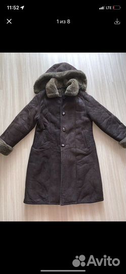 Дубленка натуральный мех, шапка, перчатки набором