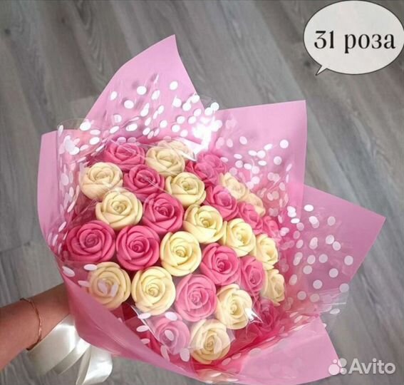 101 роза,шоколадные цветы,съедобный букет