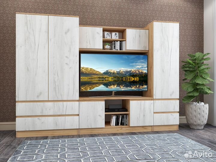 Гостиная Марчел №2 золотой/дуб белый