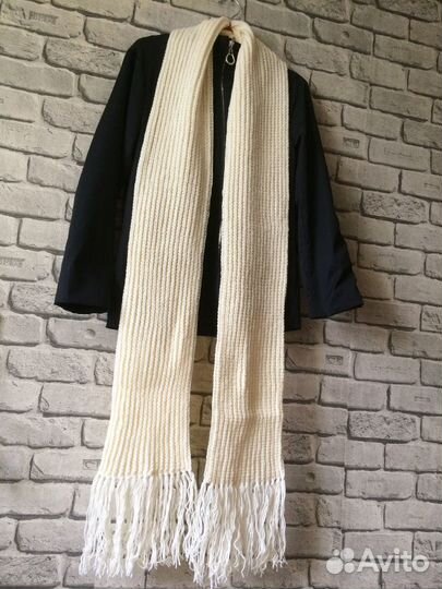 Новый вязаный шарф с бахромой (ручная работа)