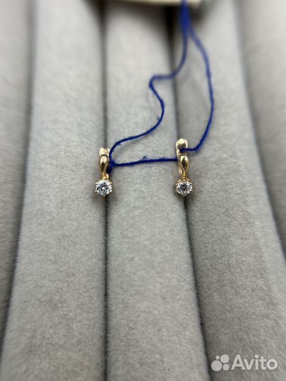 Золотые серьги новые с биркой