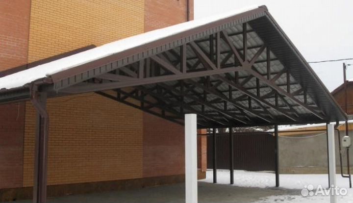 Двухскатный навес из поликарбоната в Саранске