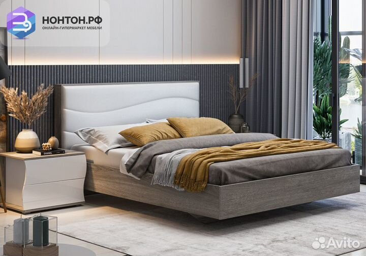 Кровать Миранда тип 1 дуб гамильтон / белый глянец