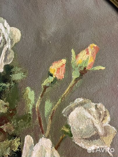 Картина овальная. Холст, масло. Италия. Винтаж