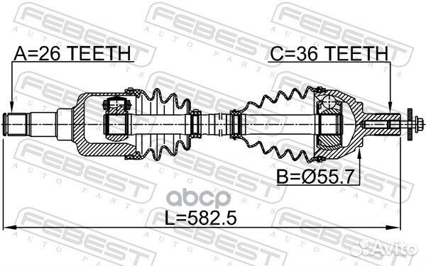 Привод передний левый 26X586X36 2114CB4LH Febest