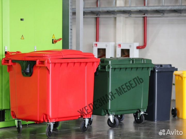 Мусорный контейнер-бак на 1100 литров, с крышкой