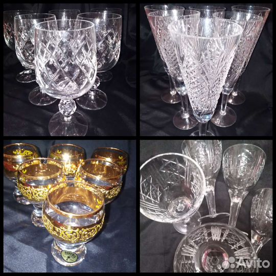 Фужеры рюмки разные хрусталь стекло Богемия, СССР