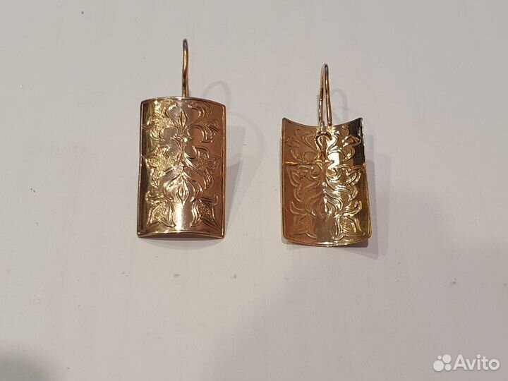 Золотые серьги пластины, рассрочка без банков