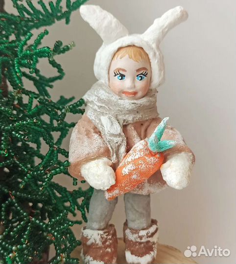 Ватная игрушка. Мальчик -зайчик