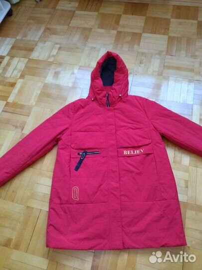 Полупальто демисезон красное новое большие р-ры