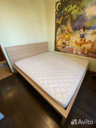 Кровать IKEA malm 180 200 + матрас аскона идеал