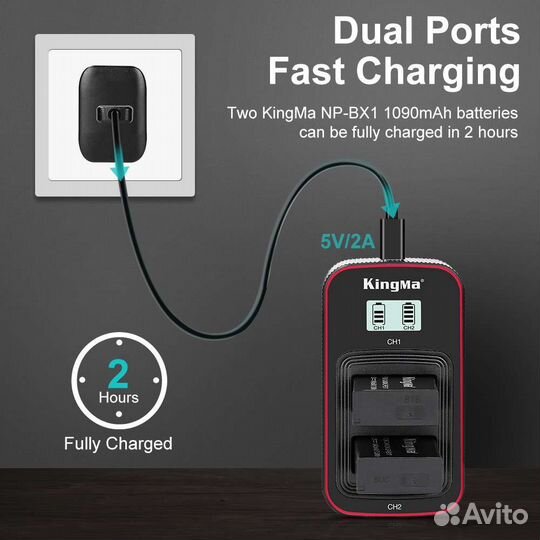 Двойное зарядное устройство KingMa для NP-BX1