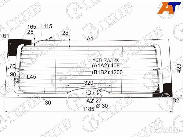 Стекло заднее skoda yeti