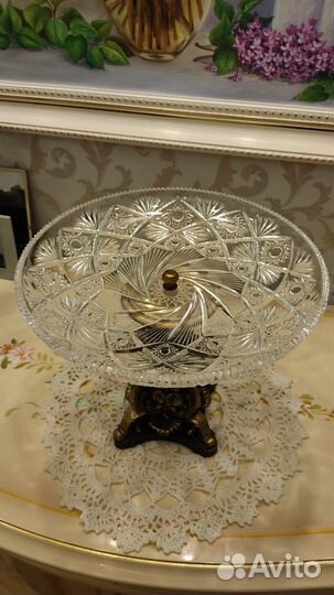 Ваза для фруктов хрустальная