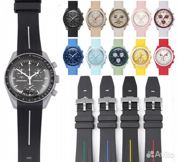 Ремешок каучуковый для часов Omega Swatch