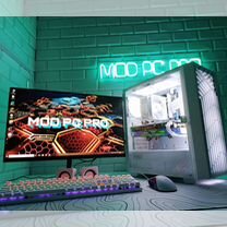 Мощный игровой компьютер Intel белый с монитором