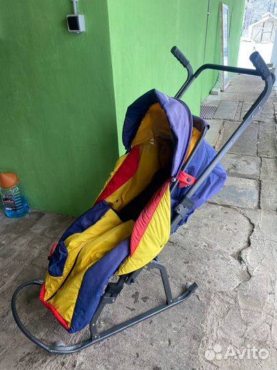 Детские санки коляска на колесах
