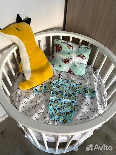 Кроватка трансформер круглая овальная детская