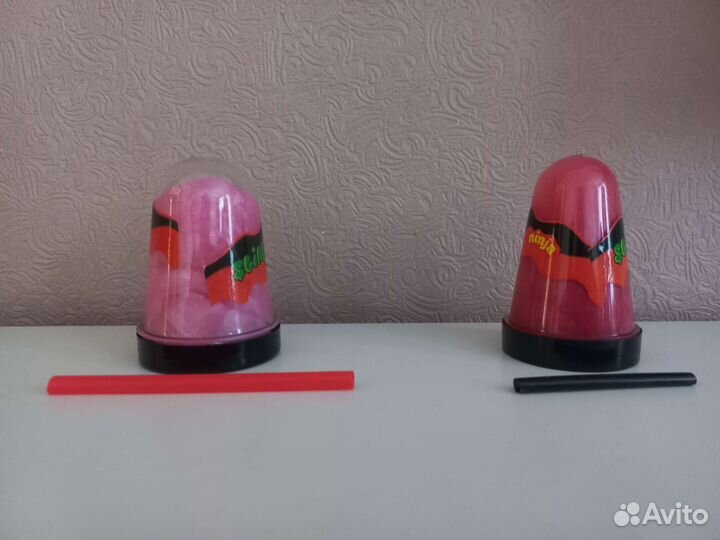 Красный и розовый Ниндзя Слайм (лизун)