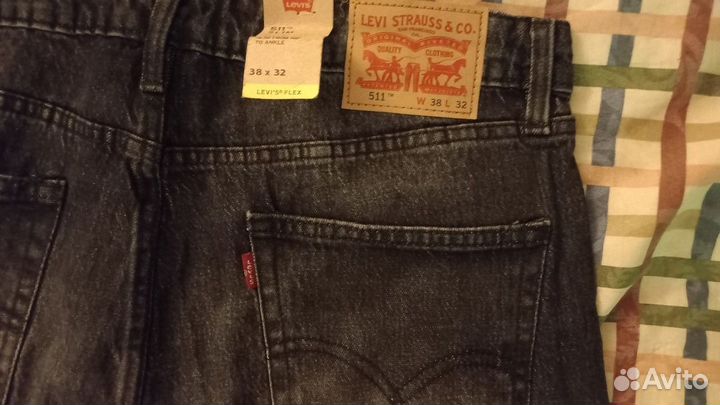 Джинсы levis 511 slim Stretch размер 38-32 чёрные