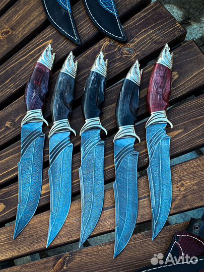 Нож акула из дамасской стали