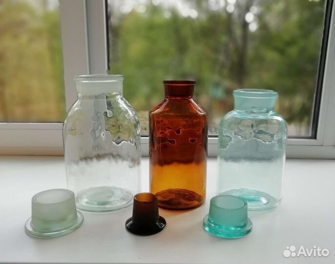 Бутыли аптекарские с притёртыми пробками