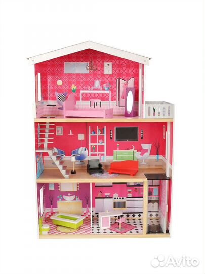 Большой кукольный домик с мебелью