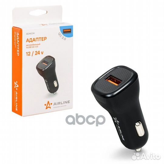 Адаптер автомобильный 1хUSB QC 3.0 12/24В airline