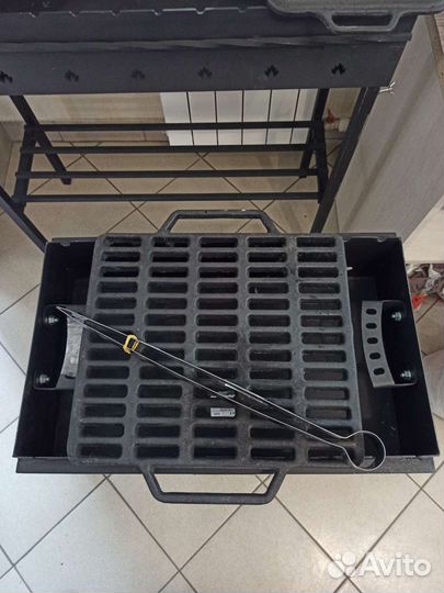 Чугунная решетка для гриля 460х400мм с ручками