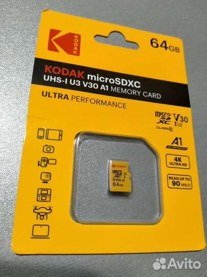 Карта памяти sdxc kodak 64Gb
