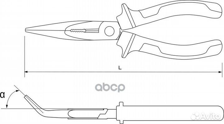 Длинногубцы изогнутые 45 с двухкомпонентными р