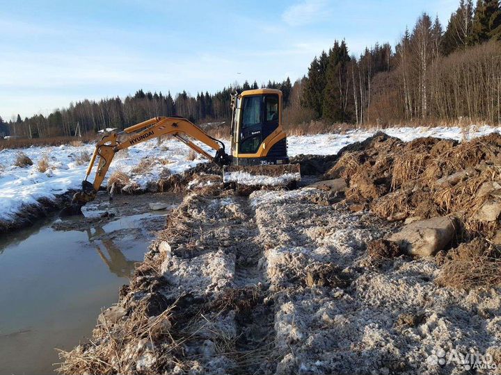 Услуги мини-экскаватора/ траншеи под коммуникаций